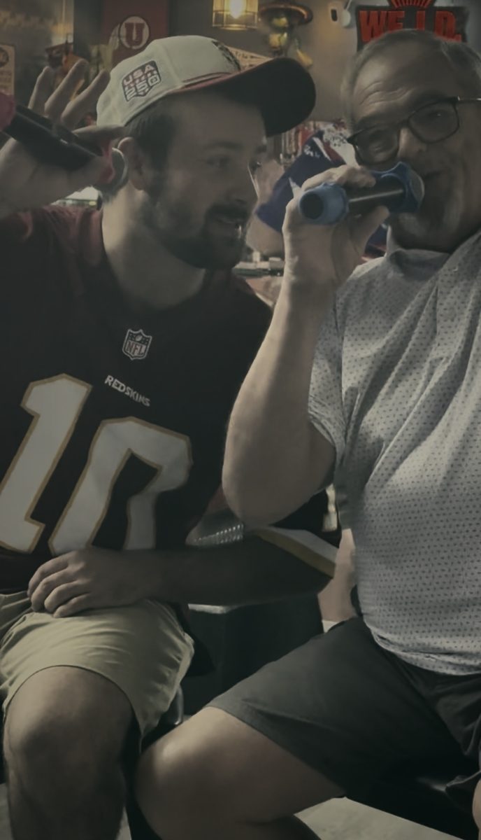 An Echo House night — two friends sharing the mic
